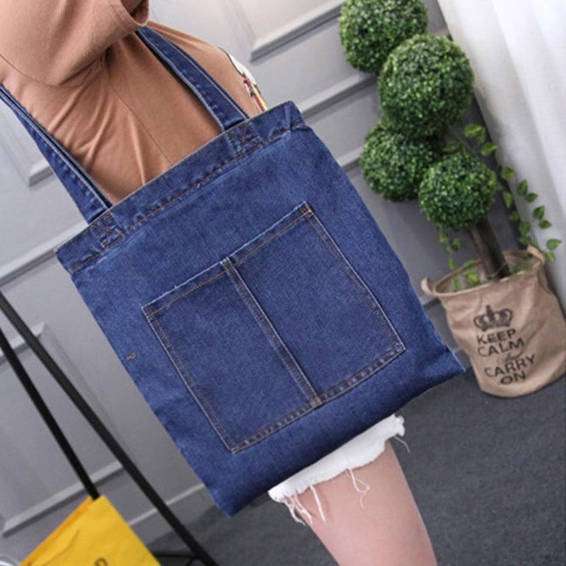 New Large Capacity Shoulder Bag Women's Casual Street Canvas Denim Shoulder Bag Shopping Bag Handbag