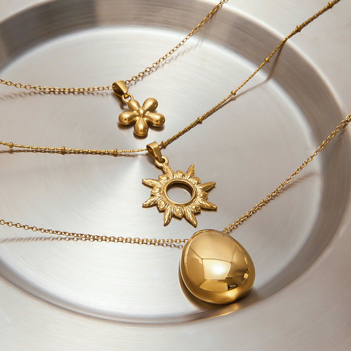 Jie Ding 18K Gold Stainless Steel Necklace Simple Jewelry Titanium Steel