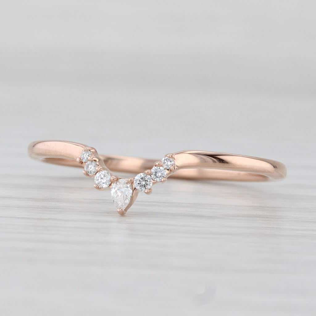 Brilliant Earth Lunette 0.10ctw Diamond Ring 14k Rose Gold Stackable w/ Box