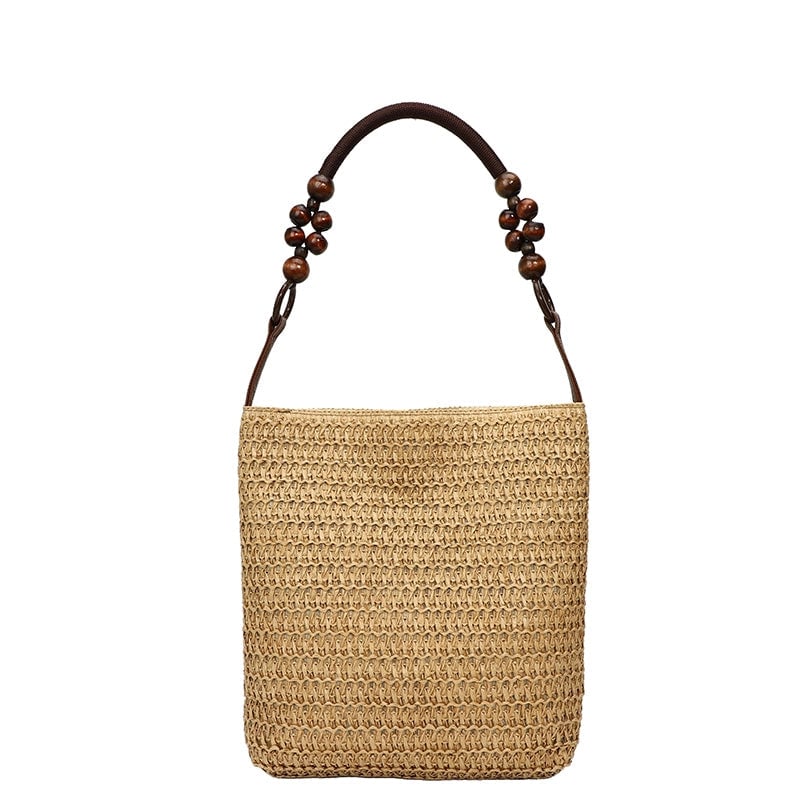 Women's Straw Square Beach Classic Style Magnetic Buckle Shoulder Bag Underarm Bag