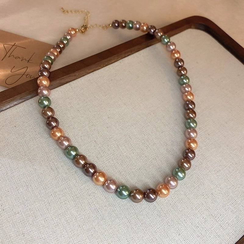 Round Pearl Plating Women's Necklace