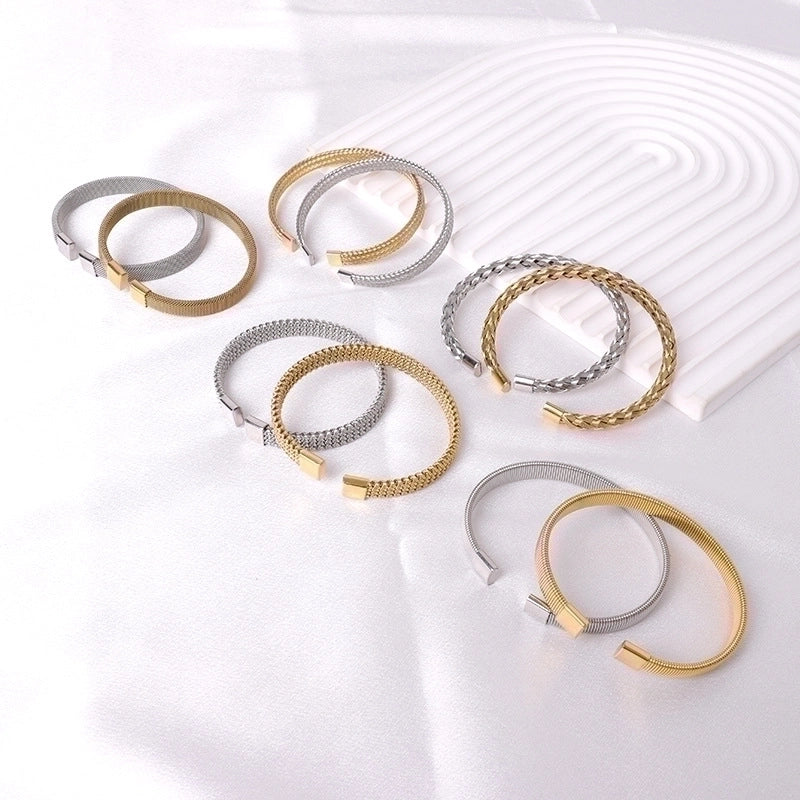 Casual Minimalist Solid Color Stainless Steel Plating Bangle