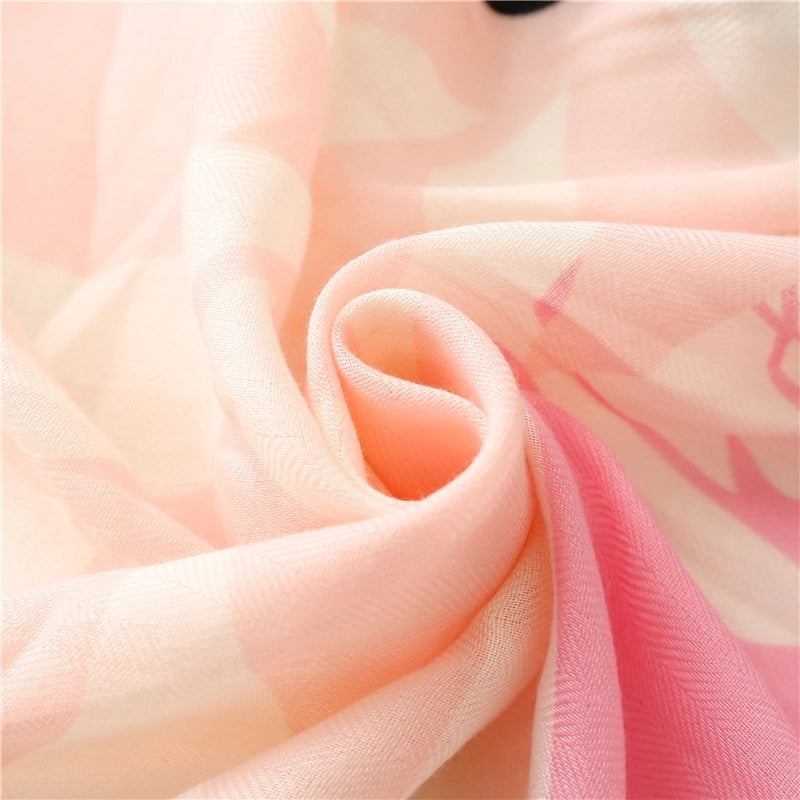 Tropical Plant Flower Printing Cotton And Linen Beach Towel Long Hanging Tassel Shawl