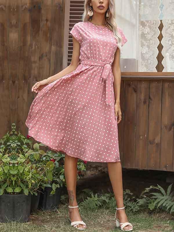 Polka Dot Pleated Dress