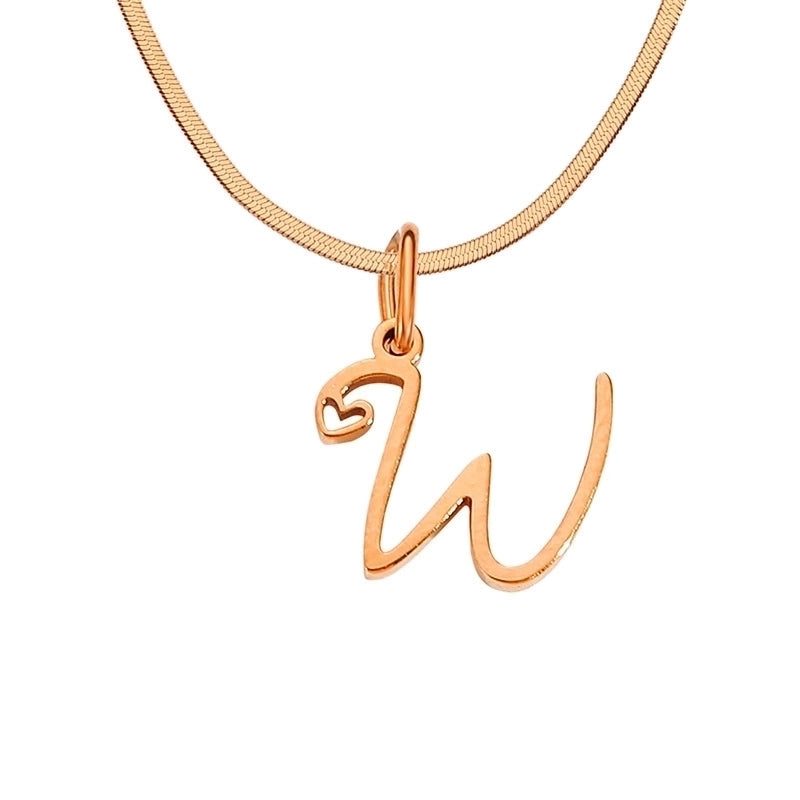 Stainless Steel Titanium Steel 14K Gold Plated Minimalist Plating Letter Heart Shape Pendant Necklace