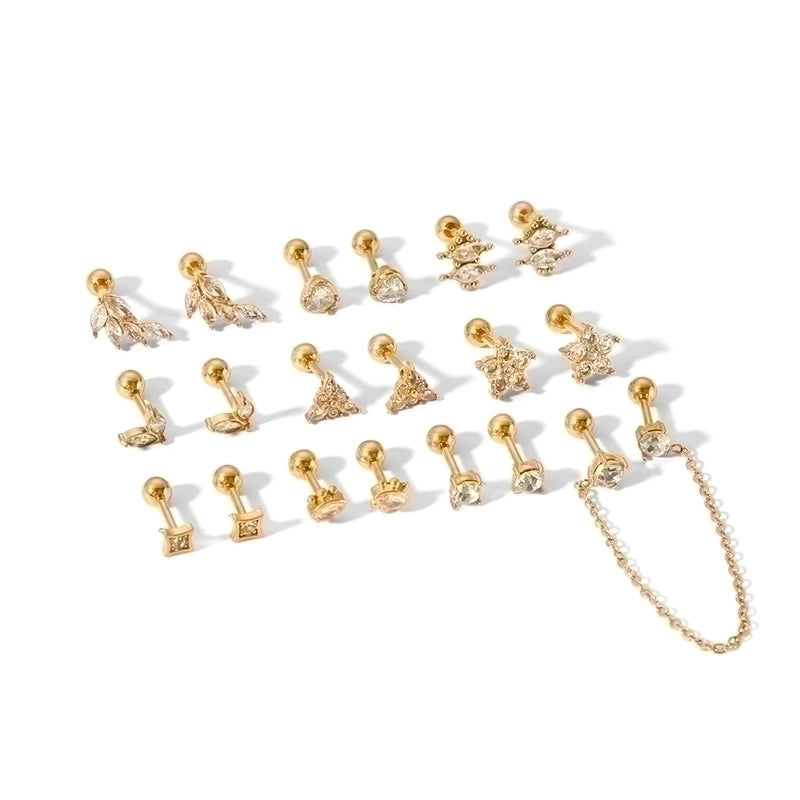 1 Pair Minimalist Star Water Droplets Polishing Plating Inlay Stainless Steel Zircon 18k Gold Plated Ear Studs