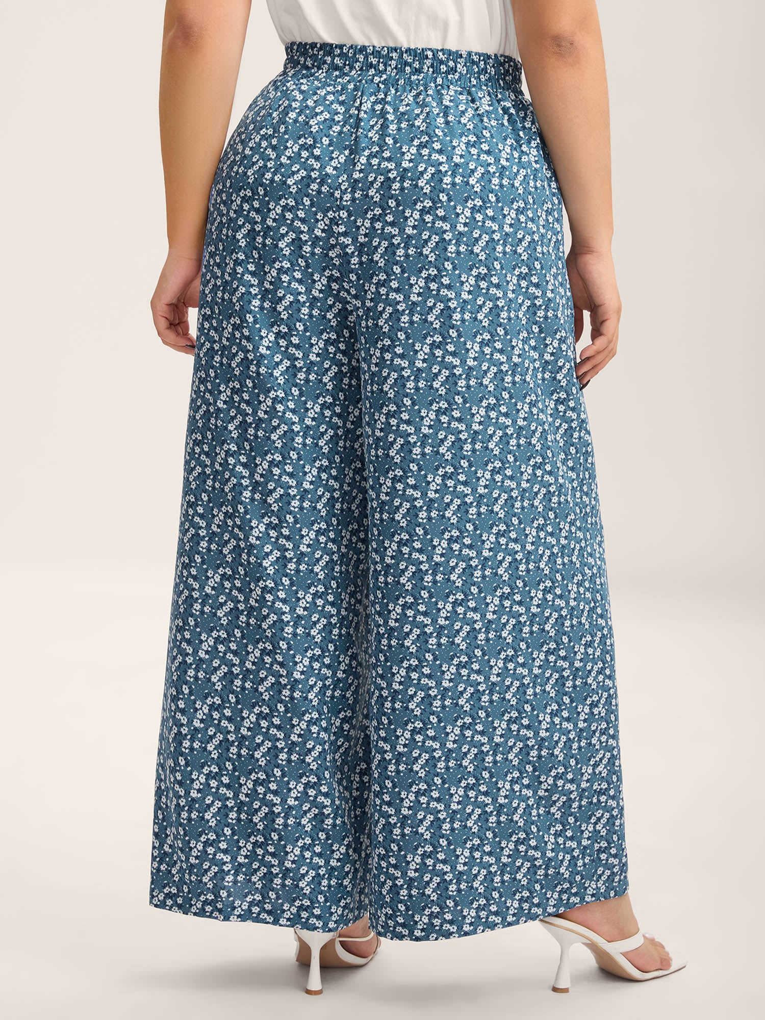 Floral Print Belted Wide-Leg Pants