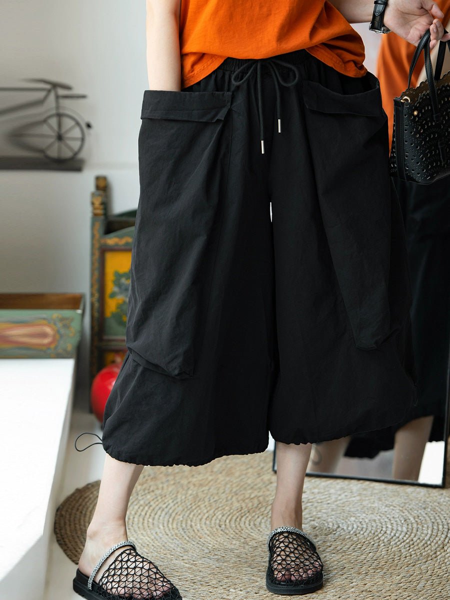 Women Summer Casual Pure Color 100%Cotton Cropped Pants