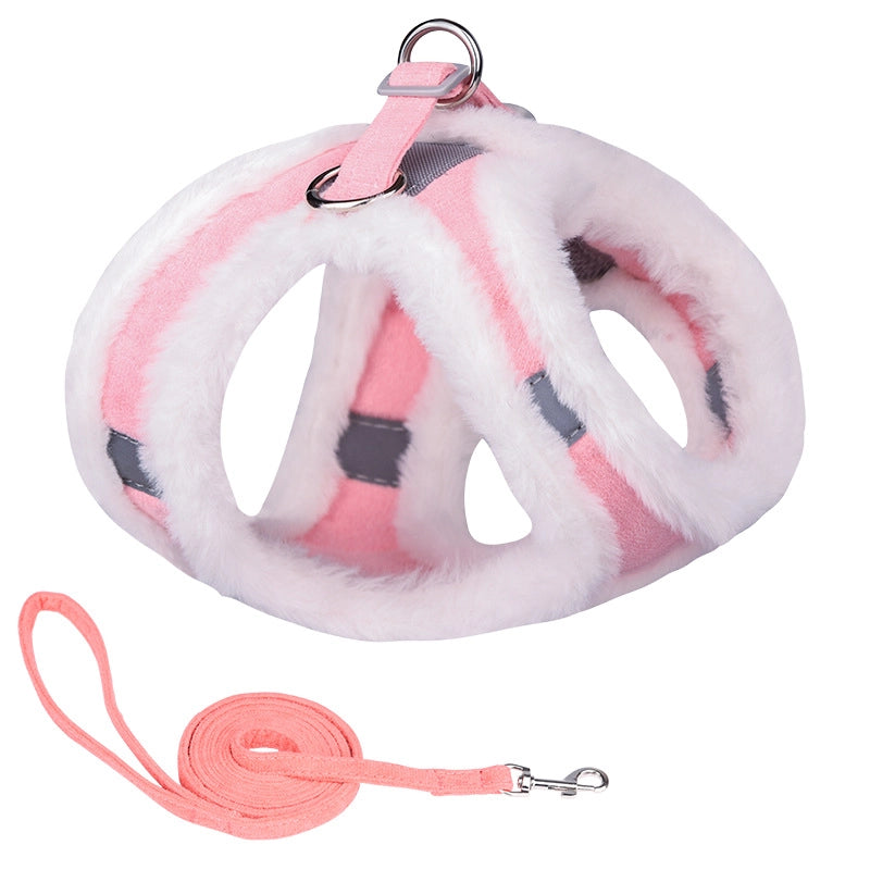 Minimalist Classic Style Faux Rabbit Fur Solid Color Leash