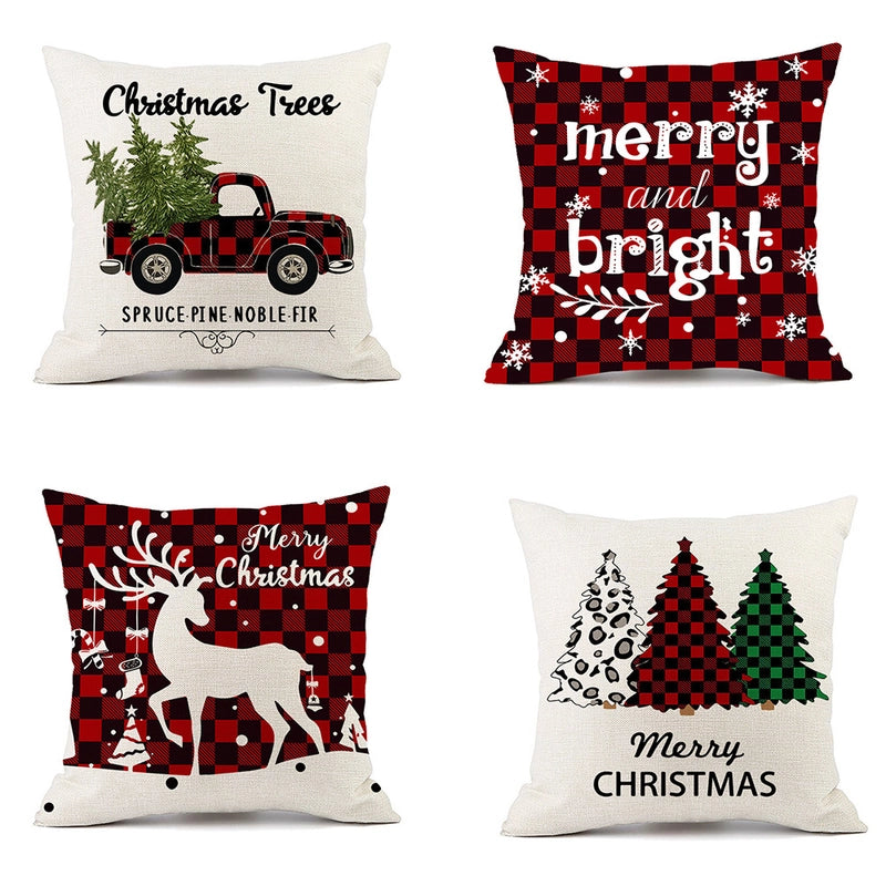 Christmas Ethnic Style Letter Elk Polyester Pillow Cases Couch & Sofa Decor