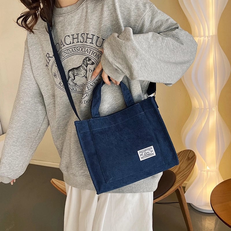 Women's Corduroy Cotton Corduroy Solid Color Basic Classic Style Square Magnetic Buckle Shoulder Bag Handbag