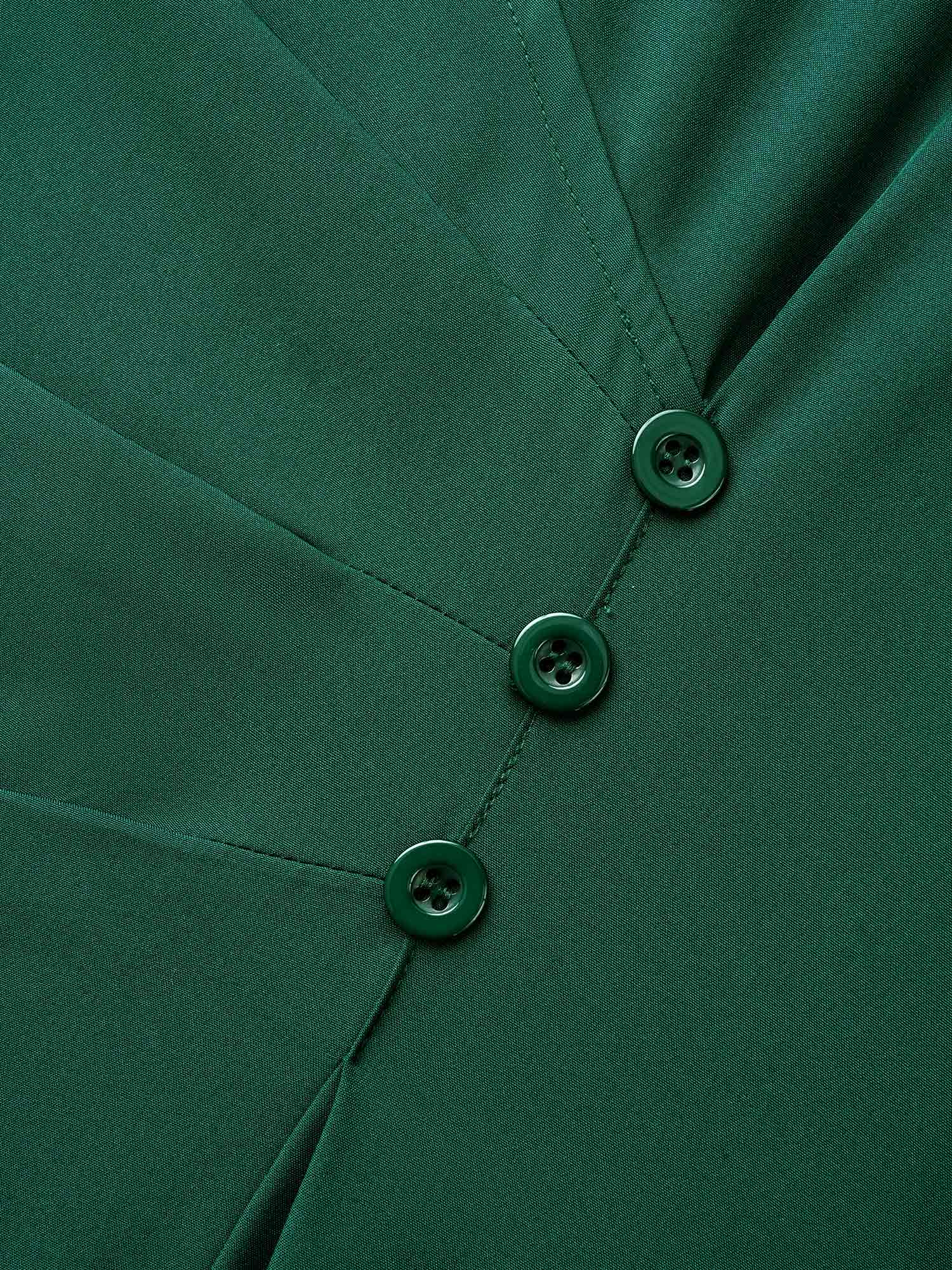 Shirt Collar Pleated Button Detail Dress