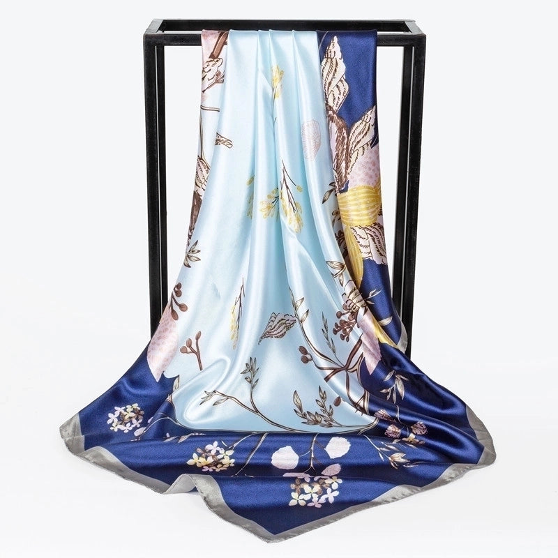 Spring Artificial Silk Women's Satin Scarf Printed All-matching Scarf 90 Large Kerchief Mother's Day Gift