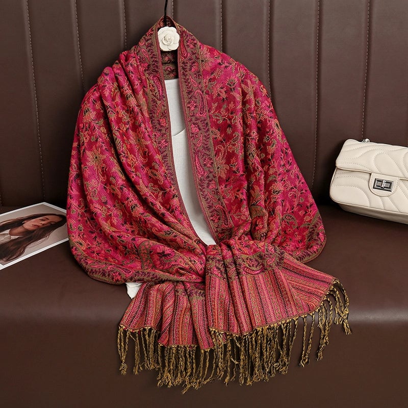 Women's Elegant Geometric Cotton Acrylic Shawl