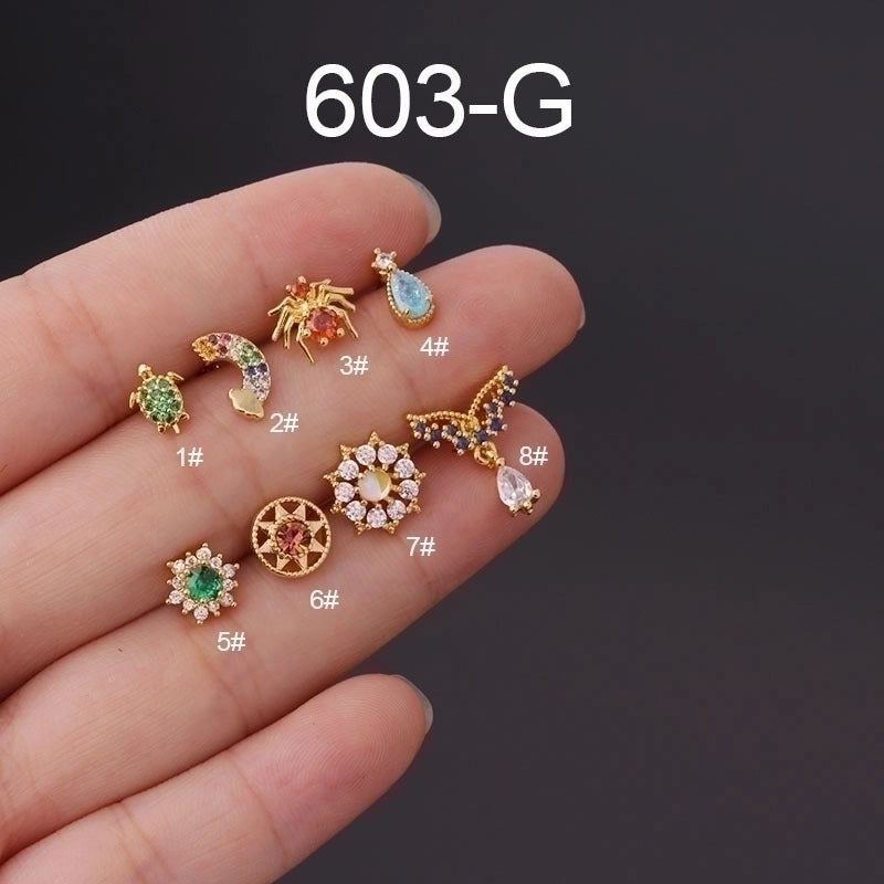 Ear Cartilage Rings & Studs Geometric 316L Stainless Steel  Copper Plating