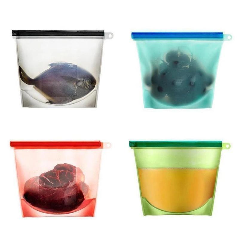 Silicone Food Storage Bags. 4 colors