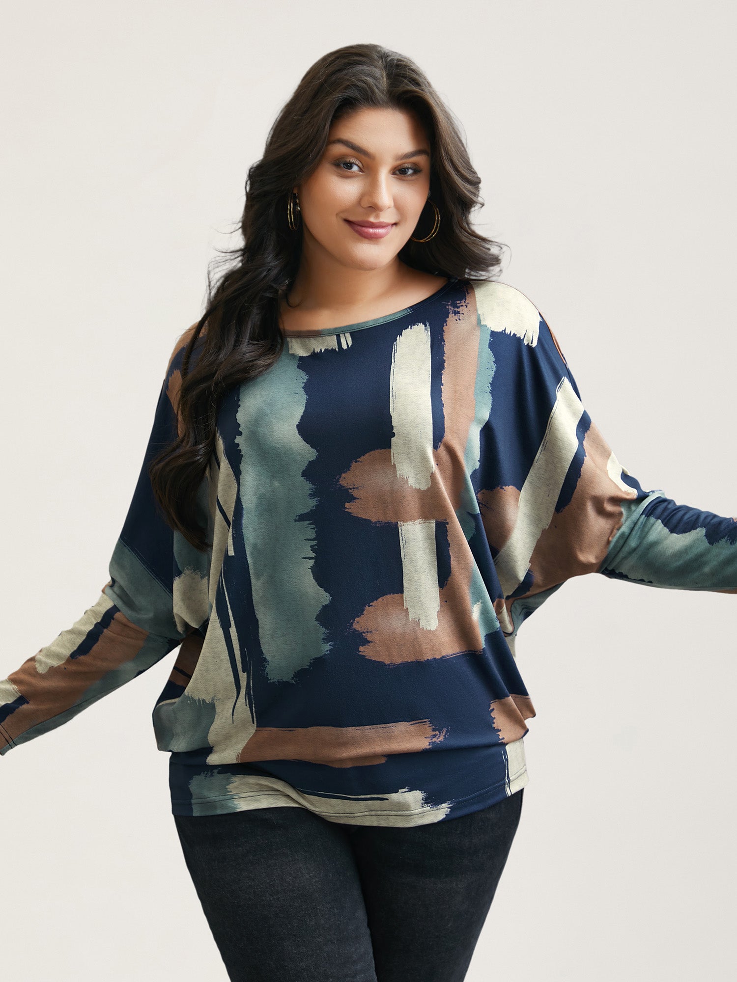 Abstract Print Dolman Sleeve T-Shirt