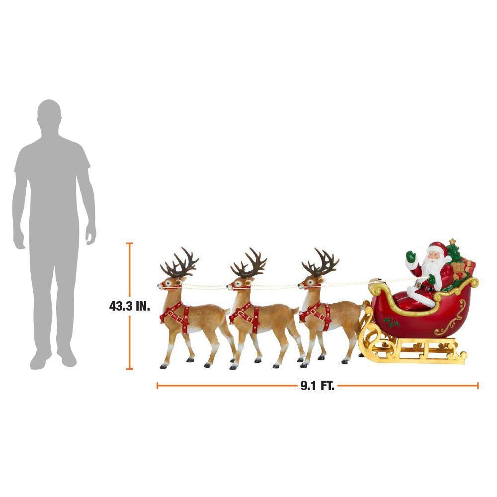 🎄 Christmas Sale — Only $49.99! 🎅✨9 ft. Giant-Sized LED Santa's Sleigh with Reindeer Holiday Yard Decoration Y9