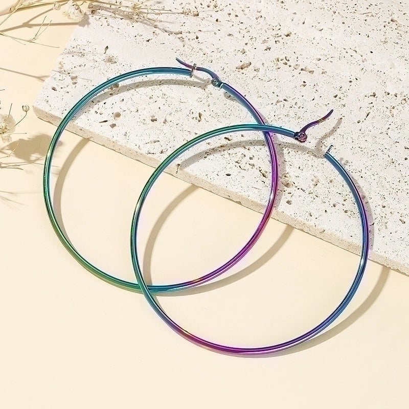 1 Pair Minimalist Artistic Round Plating 304 Stainless Steel Earrings