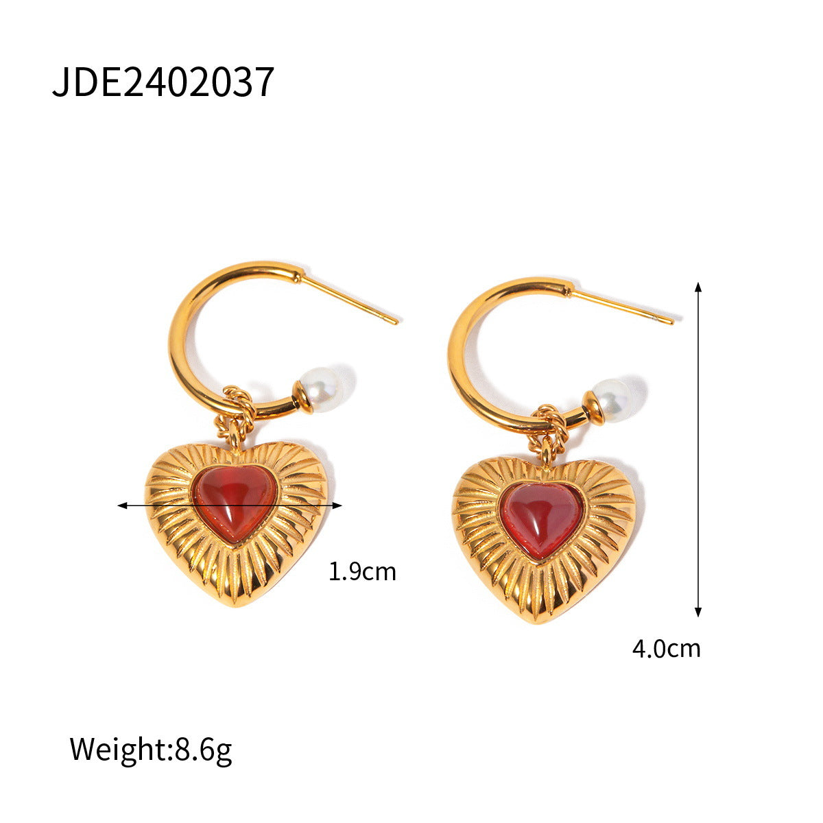 Stainless Steel Oil Drop Heart Earrings Pearl Earrings Titanium Steel Earrings Earring