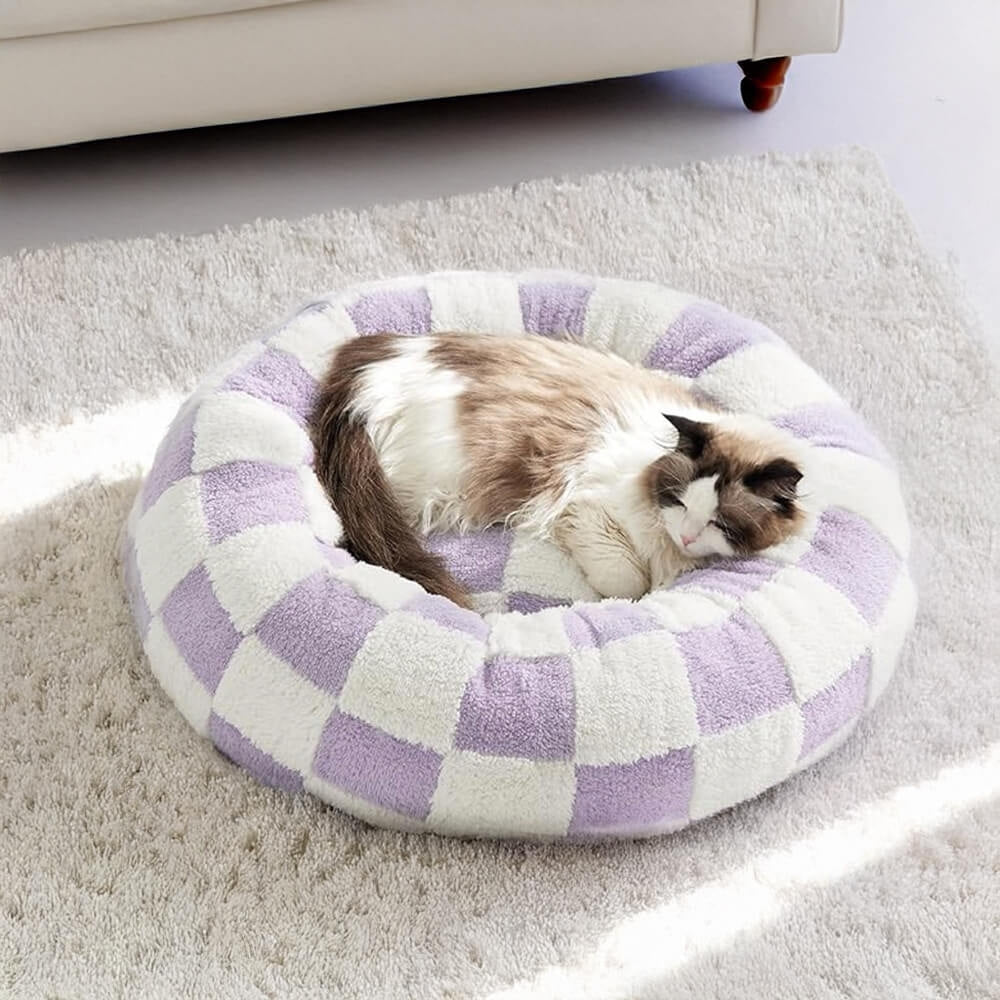 Floral Checkerboard Pet Bed