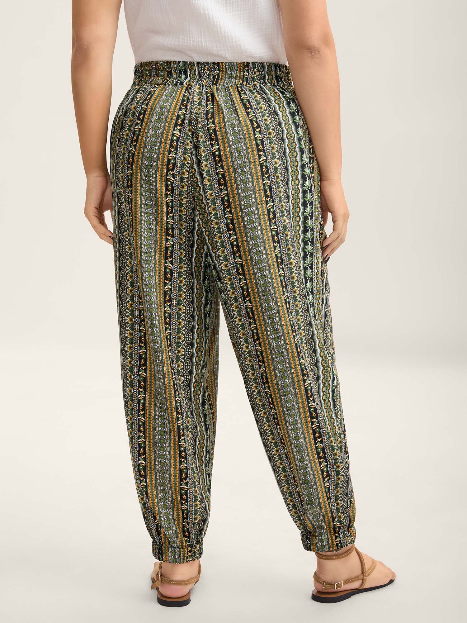 Boho Striped Split Jogger Pants