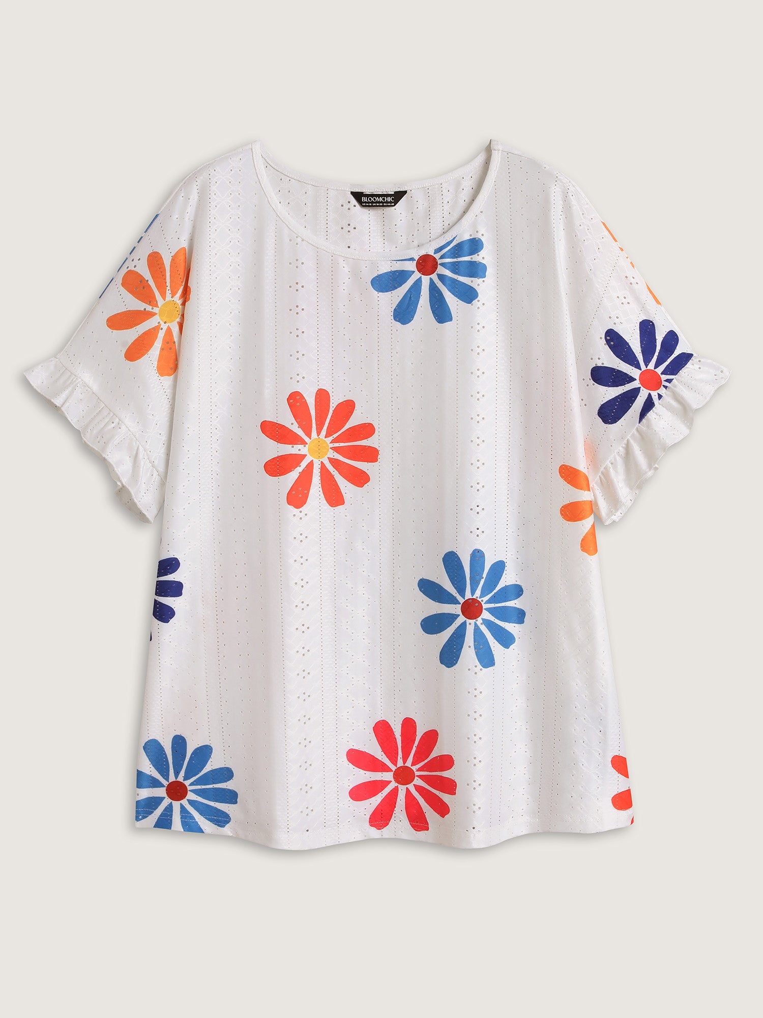 Textured Floral Print Flowy T-Shirt