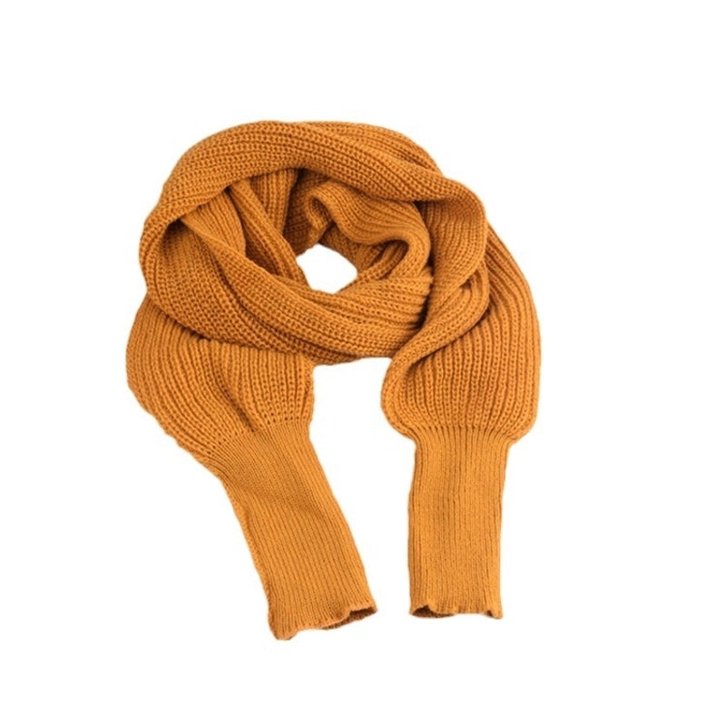 Autumn And Winter Wool Scarf Men And Women's Long Neck Shawl With Sleeves Knitted Scarf