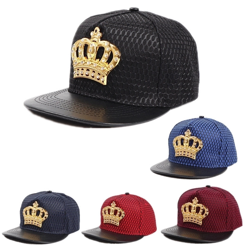 Unisex Retro Plaid Crown Rhinestone Baseball Cap