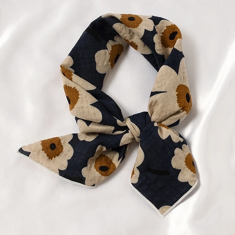 Women's Sweet Flower Cotton Silk Scarf