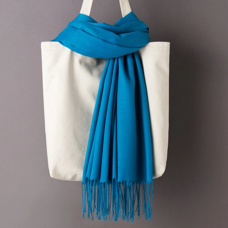 Thin Cashmere Scarf Solid Color Tassel Shawl LOGO Gift Scarf Factory Direct