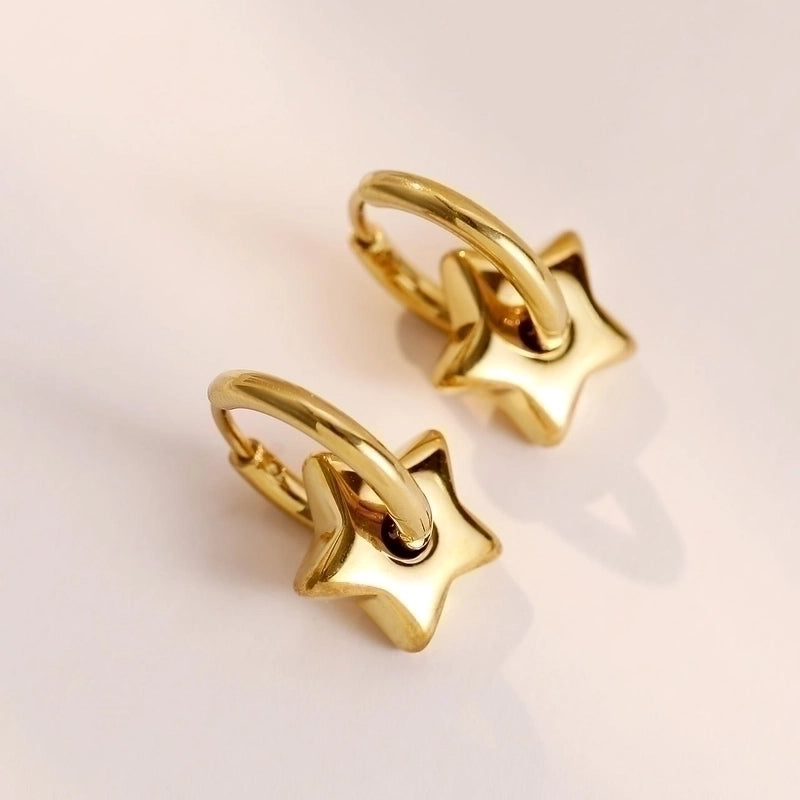 1 Pair Minimalist Star Plating 304 Stainless Steel Drop Earrings