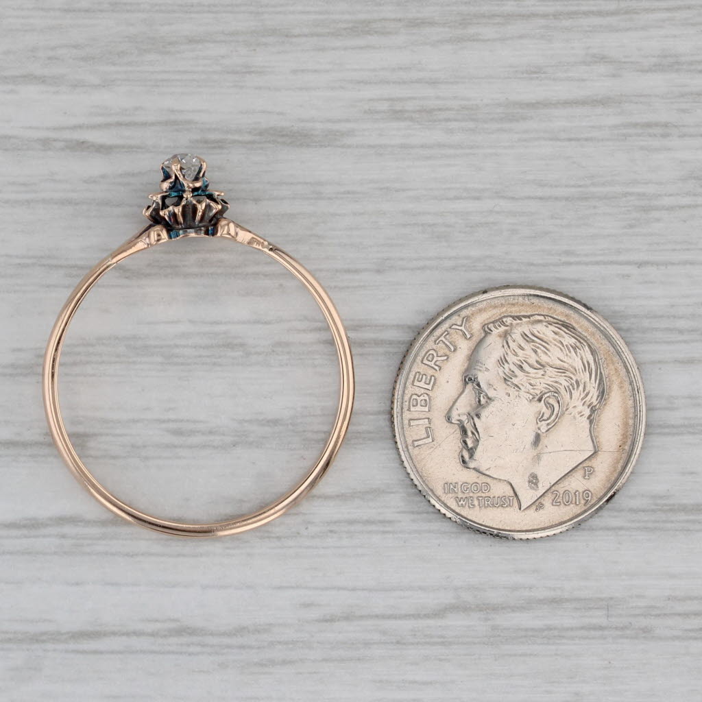 Antique Diamond Solitaire Ring 10k Yellow Gold Size 10 Engagement
