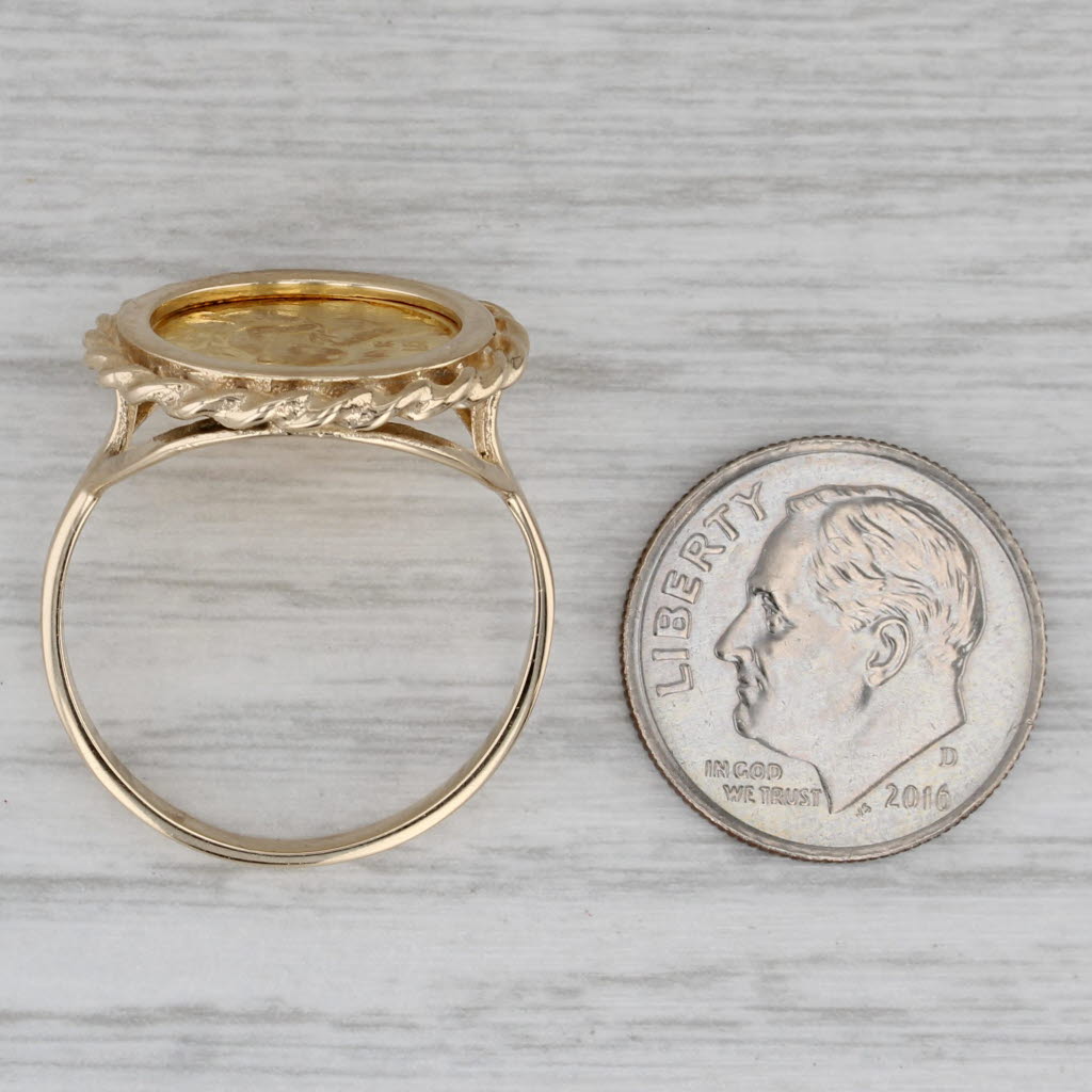 1998 5 Yuan Chinese Panda Coin Ring 14k Yellow Gold Size 9.75