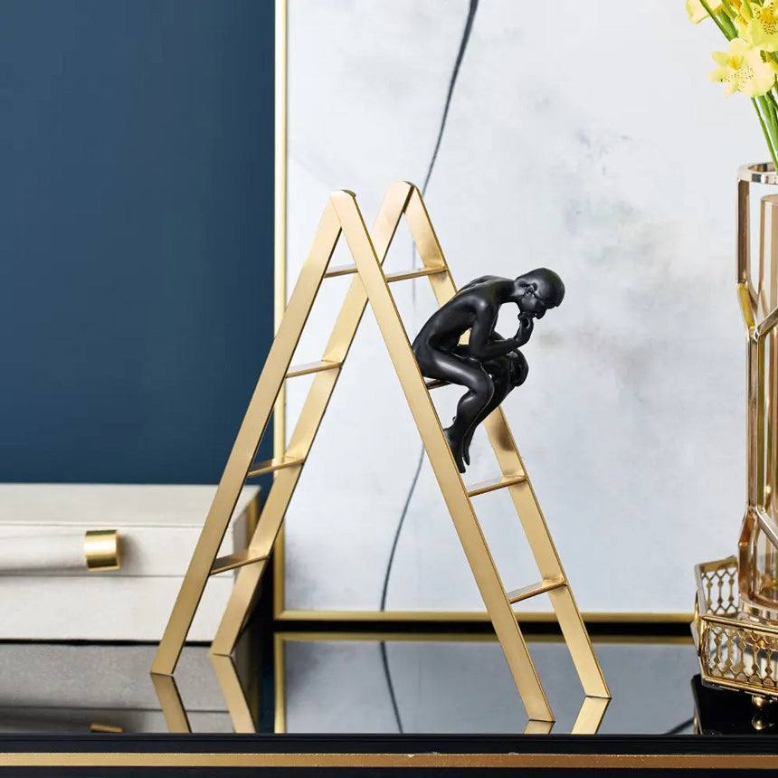 Man on Ladder Decorative Accent - Black & Gold