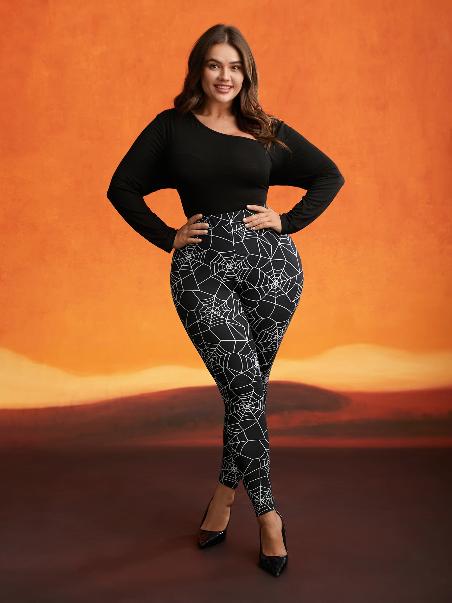 Spider Web Printed Slim-Fit Pants