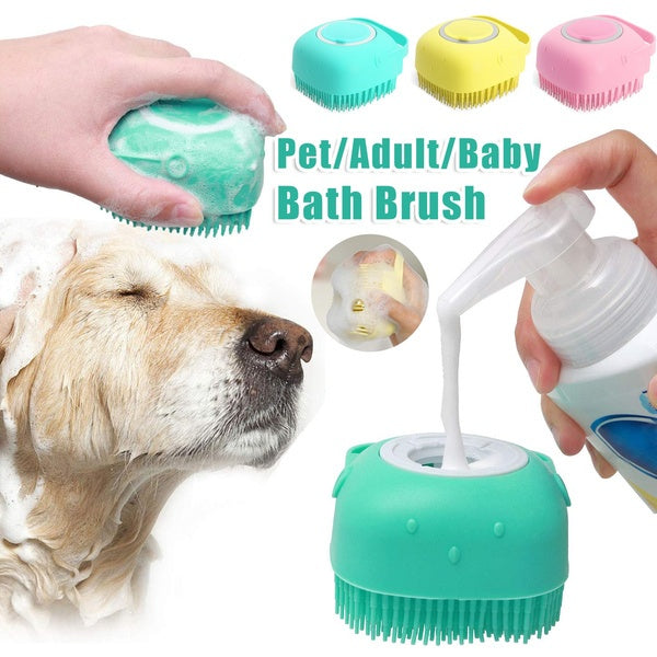 Silicone Shampoo-Dispensing Pet Bath Brush