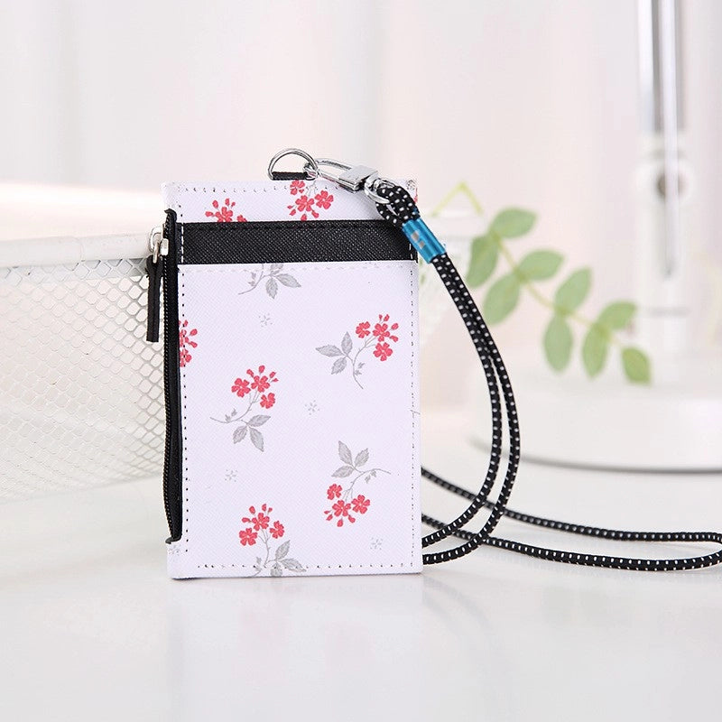 Unisex Flower Pu Leather Zipper Card Holders