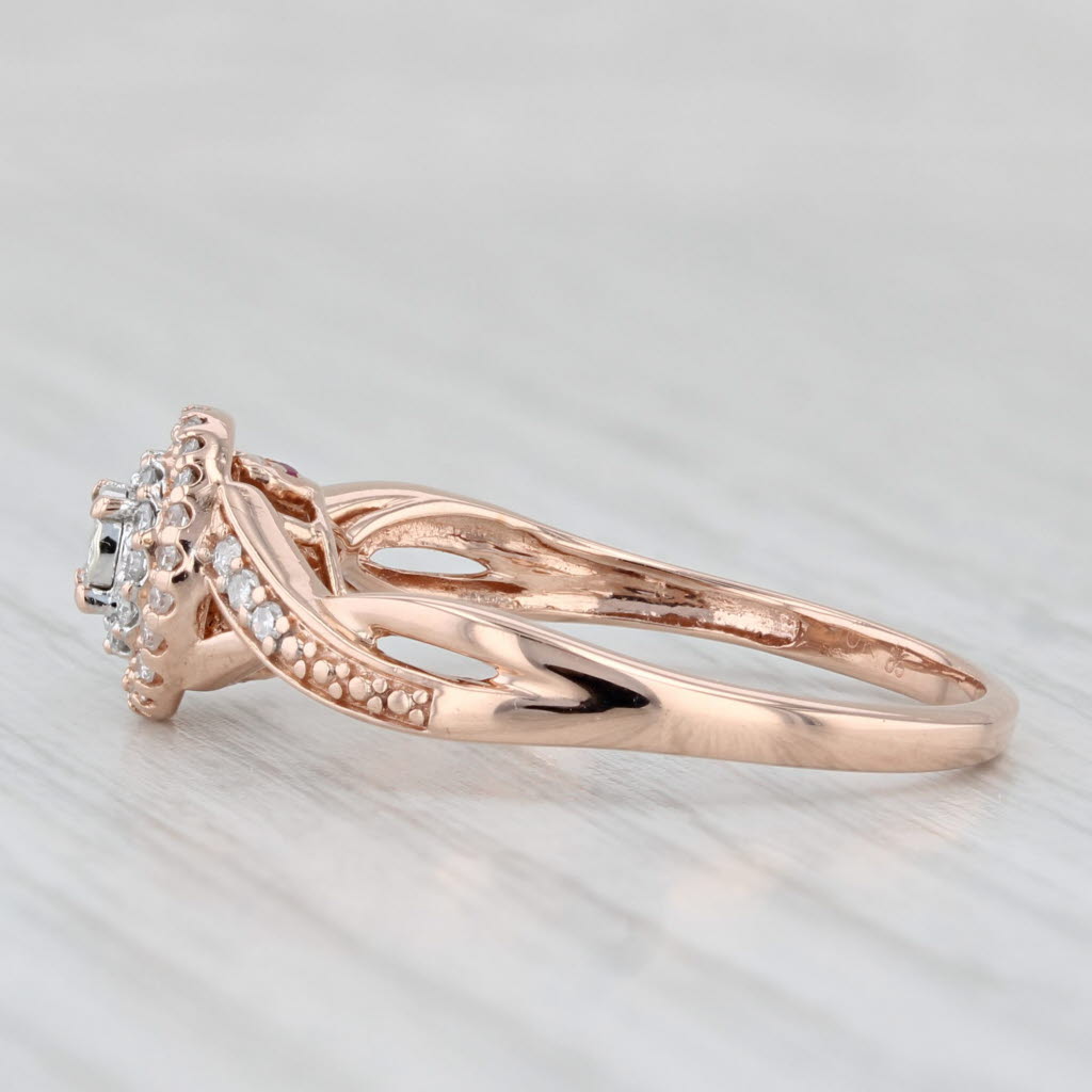 0.17ctw Diamond Halo Engagement Ring 10k Rose Gold Size 8.5