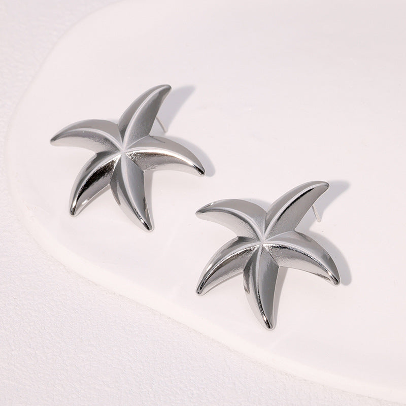 Ocean Holiday Style Starfish Earrings Simple Cold Style Gold-Plated Stainless Steel Earrings For Women