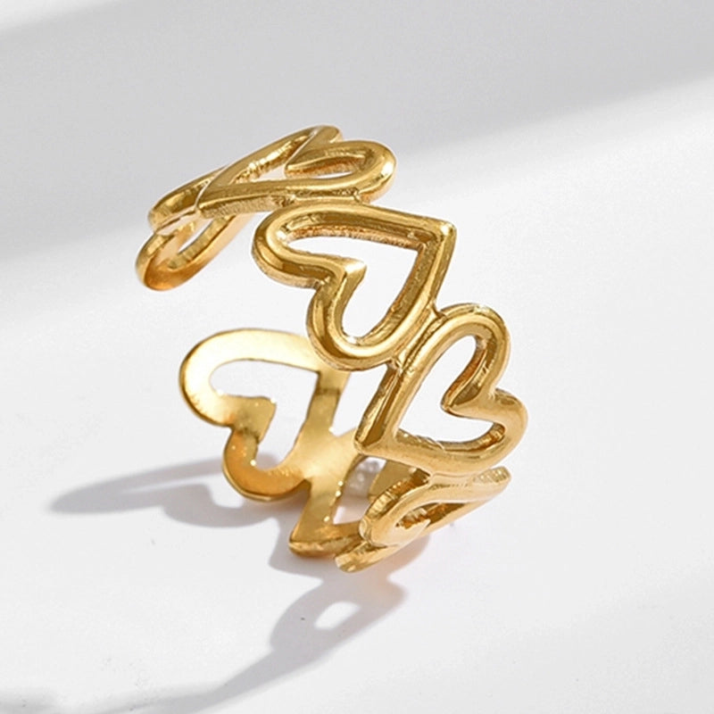 Minimalist Heart Shape Titanium Steel Plating Rings