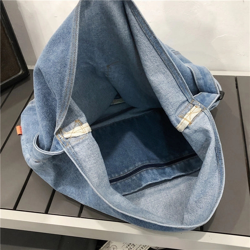 Women's Fashion Solid Color Denim Shopping Bags