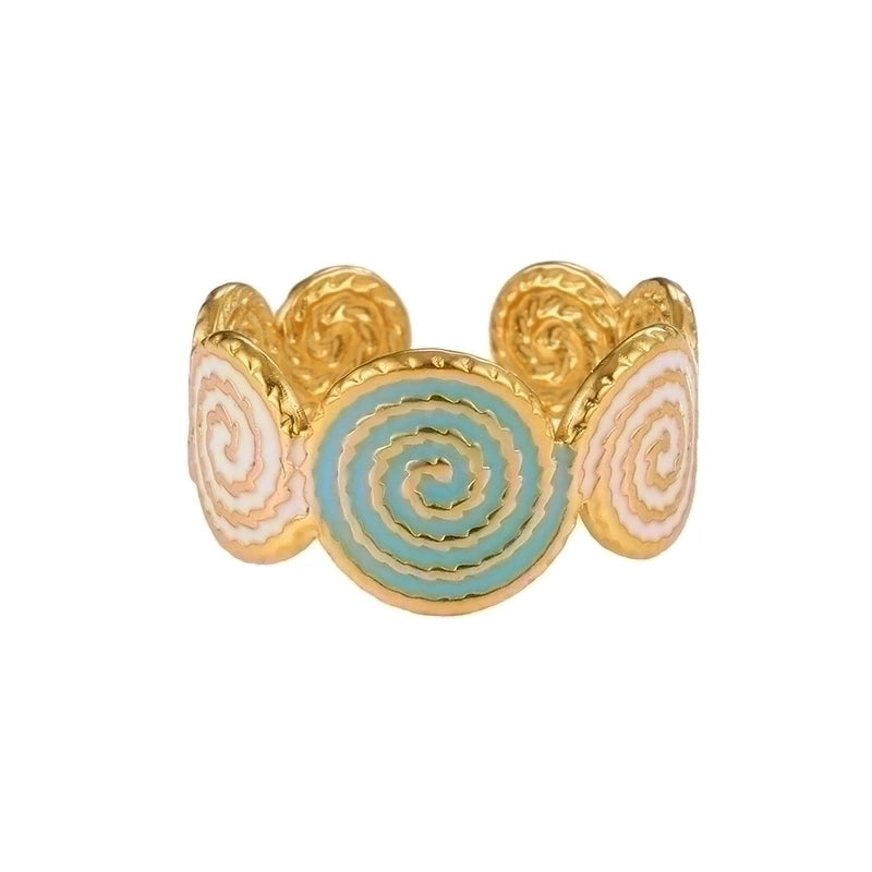Vintage Style Color Block Stainless Steel 18K Gold Plated Plating Open Rings