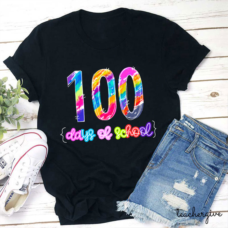 Crayon Colorful 100 Days Of School Teacher T-Shirt