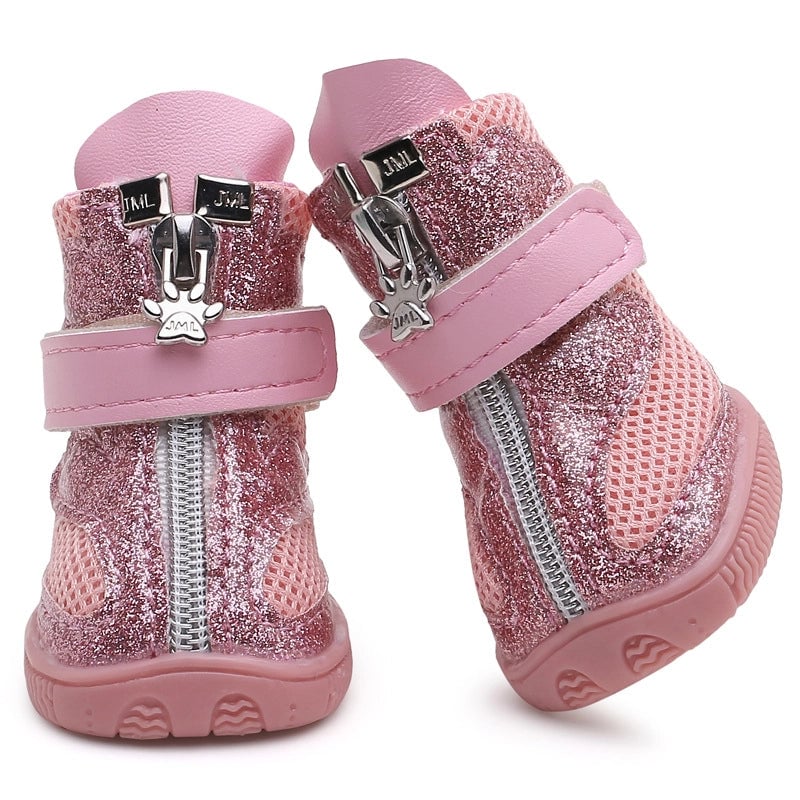 Camellia New Dog Shoes Shiny Sports Pet Shoes Breathable Four Seasons Shoes
