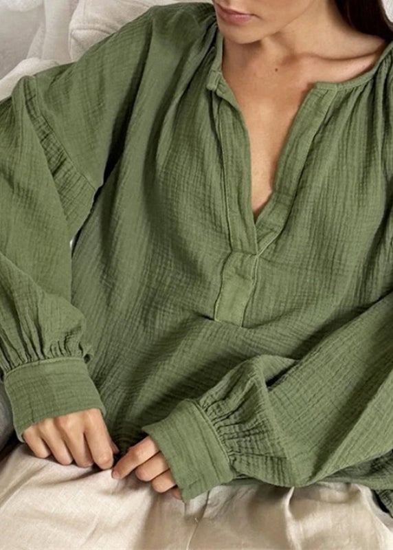 Plus Size White V Neck Patchwork Cotton T Shirts Fall
