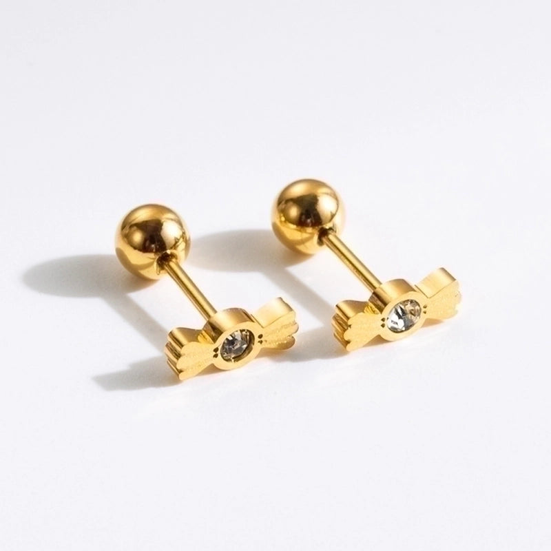 1 Pair Commute Rabbit Heart Shape Crown 304 Stainless Steel 18K Gold Plated Ear Studs
