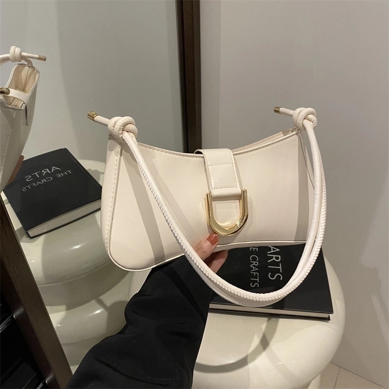 Women's Pu Leather Solid Color Classic Style Zipper Shoulder Bag
