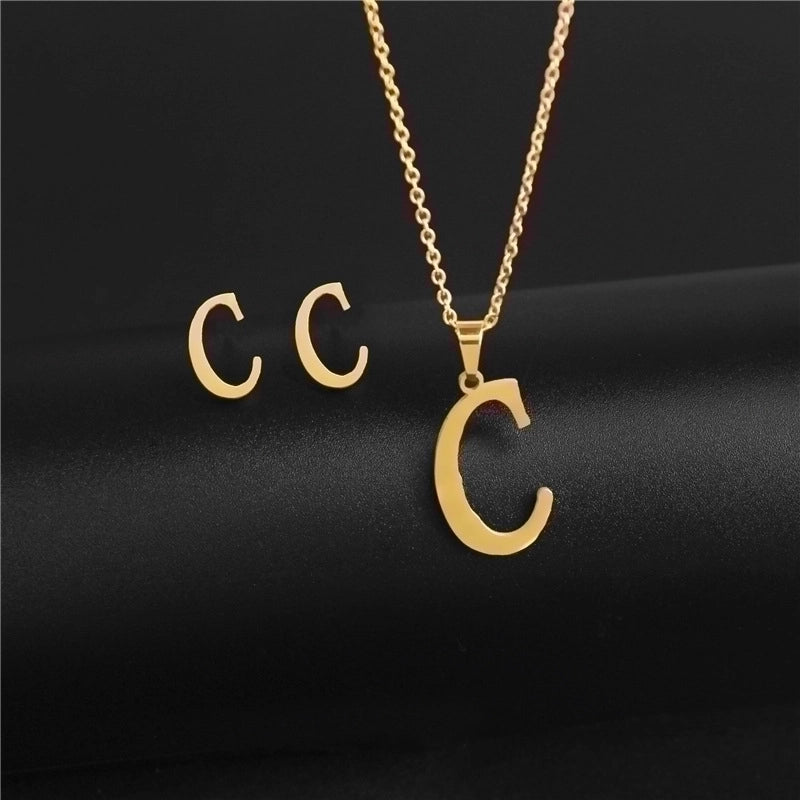 Minimalist Letter Stainless Steel Polishing No Inlaid