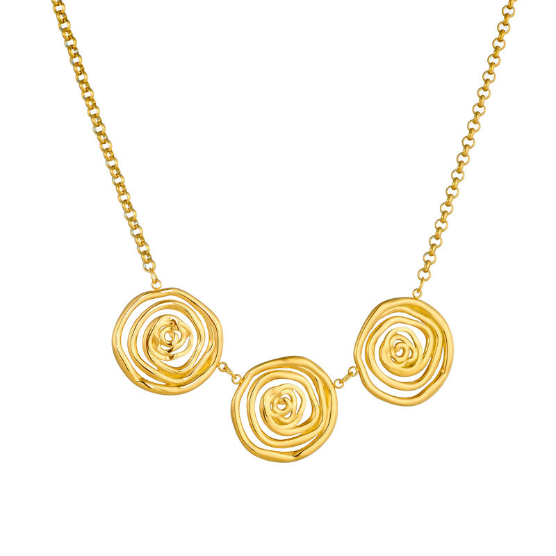 Exaggerated Irregular Pattern Geometric Spiral Large Pendant Necklace Female Hip Hop Sweater Chain